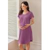 imageEkouaer Nursing Nightown Labor and Delivery Gown for Hospital Pleated Breastfeeding Dress Short Sleeve Maternity SleepwearMaroon
