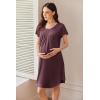 imageEkouaer Nursing Nightown Labor and Delivery Gown for Hospital Pleated Breastfeeding Dress Short Sleeve Maternity SleepwearMaroon Red