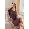 imageEkouaer Nursing Nightown Labor and Delivery Gown for Hospital Pleated Breastfeeding Dress Short Sleeve Maternity SleepwearMaroon Red