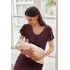 imageEkouaer Nursing Nightown Labor and Delivery Gown for Hospital Pleated Breastfeeding Dress Short Sleeve Maternity SleepwearMaroon Red