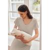 imageEkouaer Nursing Nightown Labor and Delivery Gown for Hospital Pleated Breastfeeding Dress Short Sleeve Maternity SleepwearMoon Gray