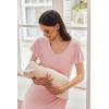 imageEkouaer Nursing Nightown Labor and Delivery Gown for Hospital Pleated Breastfeeding Dress Short Sleeve Maternity SleepwearPink