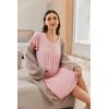 imageEkouaer Nursing Nightown Labor and Delivery Gown for Hospital Pleated Breastfeeding Dress Short Sleeve Maternity SleepwearPink