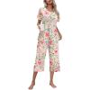 imageEkouaer Womens Pajamas Set Short Sleeve Top With Capri Pants Pjs Lounge ampamp Sleepwear Set SXXL01 WhitePink Floral