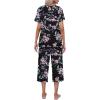 imageEkouaer Womens Pajamas Set Short Sleeve Top With Capri Pants Pjs Lounge ampamp Sleepwear Set SXXL0black With Pink Floral