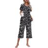imageEkouaer Womens Pajamas Set Short Sleeve Top With Capri Pants Pjs Lounge ampamp Sleepwear Set SXXL0black With White Dot