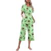 imageEkouaer Womens Pajamas Set Short Sleeve Top With Capri Pants Pjs Lounge ampamp Sleepwear Set SXXLAvocado GreenLeaf