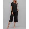 imageEkouaer Womens Pajamas Set Short Sleeve Top With Capri Pants Pjs Lounge ampamp Sleepwear Set SXXLBlack
