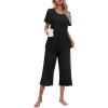 imageEkouaer Womens Pajamas Set Short Sleeve Top With Capri Pants Pjs Lounge ampamp Sleepwear Set SXXLBlack