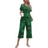 imageEkouaer Womens Pajamas Set Short Sleeve Top With Capri Pants Pjs Lounge ampamp Sleepwear Set SXXLBlackDark Green Leaves