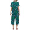 imageEkouaer Womens Pajamas Set Short Sleeve Top With Capri Pants Pjs Lounge ampamp Sleepwear Set SXXLDark GreenCarton Print