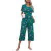 imageEkouaer Womens Pajamas Set Short Sleeve Top With Capri Pants Pjs Lounge ampamp Sleepwear Set SXXLDark GreenCarton Print
