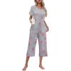 imageEkouaer Womens Pajamas Set Short Sleeve Top With Capri Pants Pjs Lounge ampamp Sleepwear Set SXXLGrayWhite PotCarton Animal