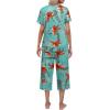 imageEkouaer Womens Pajamas Set Short Sleeve Top With Capri Pants Pjs Lounge ampamp Sleepwear Set SXXLLake BlueOrange Flower