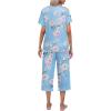imageEkouaer Womens Pajamas Set Short Sleeve Top With Capri Pants Pjs Lounge ampamp Sleepwear Set SXXLLight BlueWhit Flower