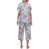 imageEkouaer Womens Pajamas Set Short Sleeve Top With Capri Pants Pjs Lounge ampamp Sleepwear Set SXXLMint GreenPink Rose