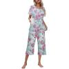 imageEkouaer Womens Pajamas Set Short Sleeve Top With Capri Pants Pjs Lounge ampamp Sleepwear Set SXXLMint GreenPink Rose