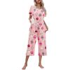 imageEkouaer Womens Pajamas Set Short Sleeve Top With Capri Pants Pjs Lounge ampamp Sleepwear Set SXXLPinkCute Sheep