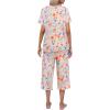 imageEkouaer Womens Pajamas Set Short Sleeve Top With Capri Pants Pjs Lounge ampamp Sleepwear Set SXXLWhiteOrange Flower