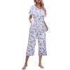 imageEkouaer Womens Pajamas Set Short Sleeve Top With Capri Pants Pjs Lounge ampamp Sleepwear Set SXXLWhitePinkBlue Butterfly