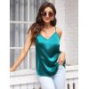 imageEkouaer Womens Satin Cami Tops 2 Pack V Neck Silk Camisole Tank Top Spaghetti Strap Racerback Camis Blouse ShirtBlackBlue Green