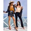 imageEkouaer Womens Satin Cami Tops 2 Pack V Neck Silk Camisole Tank Top Spaghetti Strap Racerback Camis Blouse ShirtChampagneKhaki
