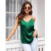 imageEkouaer Womens Satin Cami Tops 2 Pack V Neck Silk Camisole Tank Top Spaghetti Strap Racerback Camis Blouse ShirtDark GreenBlack