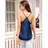 imageEkouaer Womens Satin Cami Tops 2 Pack V Neck Silk Camisole Tank Top Spaghetti Strap Racerback Camis Blouse ShirtNavy BlueBlack