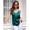 imageEkouaer Womens Satin Cami Tops 2 Pack V Neck Silk Camisole Tank Top Spaghetti Strap Racerback Camis Blouse ShirtWhiteBlue Green