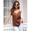 imageEkouaer Womens Satin Cami Tops 2 Pack V Neck Silk Camisole Tank Top Spaghetti Strap Racerback Camis Blouse ShirtWhiteCoffee