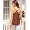 imageEkouaer Womens Satin Cami Tops 2 Pack V Neck Silk Camisole Tank Top Spaghetti Strap Racerback Camis Blouse ShirtWhiteCoffee