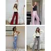 imageEkouaer Womens Pajama Pants Wide Leg Yoga Pants Lounge Drawstring Pants Comfy Stretch Plaid Pj BottomsBluewhite Plaid