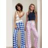 imageEkouaer Womens Pajama Pants Wide Leg Yoga Pants Lounge Drawstring Pants Comfy Stretch Plaid Pj BottomsBluewhite Plaid