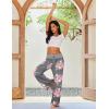 imageEkouaer Womens Pajama Pants Wide Leg Yoga Pants Lounge Drawstring Pants Comfy Stretch Plaid Pj BottomsGreypink Flower