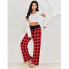 imageEkouaer Womens Pajama Pants Wide Leg Yoga Pants Lounge Drawstring Pants Comfy Stretch Plaid Pj BottomsRed Plaid