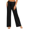imageEkouaer Womens Pajama Pants Wide Leg Yoga Pants Lounge Drawstring Pants Comfy Stretch Plaid Pj BottomsBlack