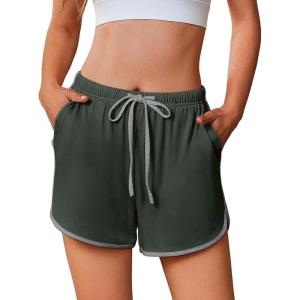 imageEkouaer Womens Pajama Shorts Elastic Waist Sleep Shorts Stylish Lounge Shorts Casual Comfy Sweat Shorts Women Pj ShortsArmy Green