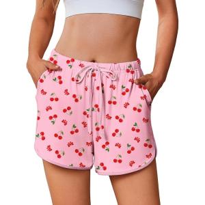 imageEkouaer Womens Pajama Shorts Elastic Waist Sleep Shorts Stylish Lounge Shorts Casual Comfy Sweat Shorts Women Pj ShortsCherry