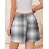 imageEkouaer Womens Boxer Shorts Casual Lounge Pajama Shorts Summer Sleep Pants Y2K Beach Bottoms with PocketsBlack White Plaid