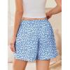 imageEkouaer Womens Boxer Shorts Casual Lounge Pajama Shorts Summer Sleep Pants Y2K Beach Bottoms with PocketsBlue White Flower