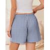 imageEkouaer Womens Boxer Shorts Casual Lounge Pajama Shorts Summer Sleep Pants Y2K Beach Bottoms with PocketsBlue White Plaid