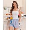 imageEkouaer Womens Boxer Shorts Casual Lounge Pajama Shorts Summer Sleep Pants Y2K Beach Bottoms with PocketsBlue White Striped