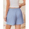 imageEkouaer Womens Boxer Shorts Casual Lounge Pajama Shorts Summer Sleep Pants Y2K Beach Bottoms with PocketsBlue White Striped