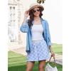 imageEkouaer Womens Boxer Shorts Casual Lounge Pajama Shorts Summer Sleep Pants Y2K Beach Bottoms with PocketsLight Blue Plaid