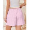 imageEkouaer Womens Boxer Shorts Casual Lounge Pajama Shorts Summer Sleep Pants Y2K Beach Bottoms with PocketsPink White Striped