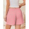 imageEkouaer Womens Boxer Shorts Casual Lounge Pajama Shorts Summer Sleep Pants Y2K Beach Bottoms with PocketsRed White Plaid