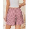 imageEkouaer Womens Boxer Shorts Casual Lounge Pajama Shorts Summer Sleep Pants Y2K Beach Bottoms with PocketsRed White Striped