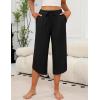 imageEkouaer Womens Pajama Pants Capri Wide Leg Lounge Pj Pants Summer Comfy Drawstring Pajama Bottoms with PocketsBlack