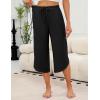 imageEkouaer Womens Pajama Pants Capri Wide Leg Lounge Pj Pants Summer Comfy Drawstring Pajama Bottoms with PocketsBlack