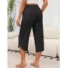 imageEkouaer Womens Pajama Pants Capri Wide Leg Lounge Pj Pants Summer Comfy Drawstring Pajama Bottoms with PocketsBlack